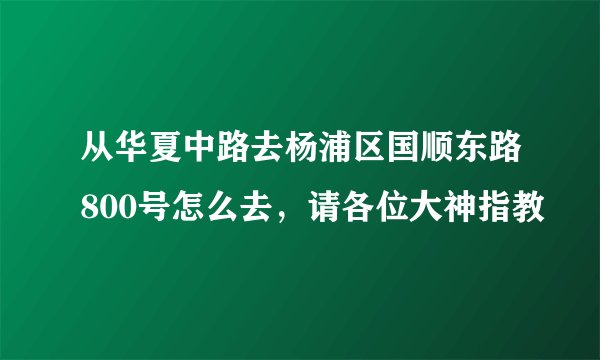 从华夏中路去杨浦区国顺东路800号怎么去，请各位大神指教