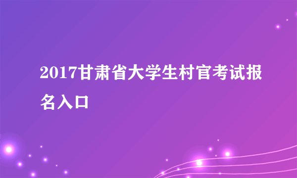 2017甘肃省大学生村官考试报名入口
