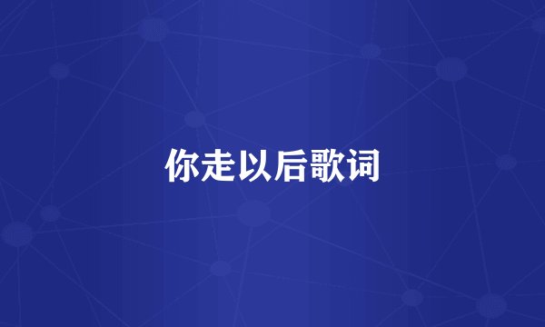 你走以后歌词
