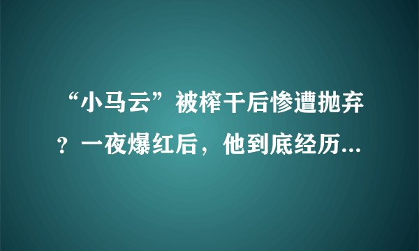 “小马云”被榨干后惨遭抛弃？一夜爆红后，他到底经历了什么？