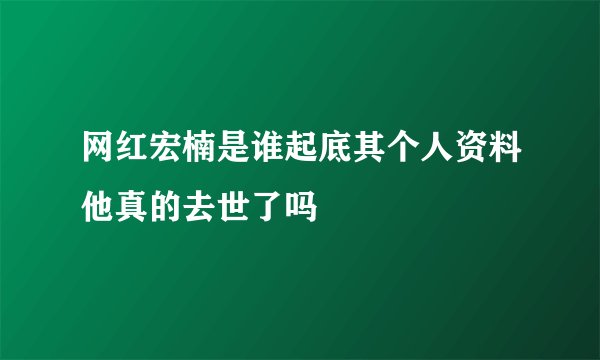 网红宏楠是谁起底其个人资料他真的去世了吗