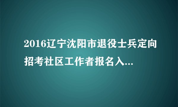 2016辽宁沈阳市退役士兵定向招考社区工作者报名入口（100人）