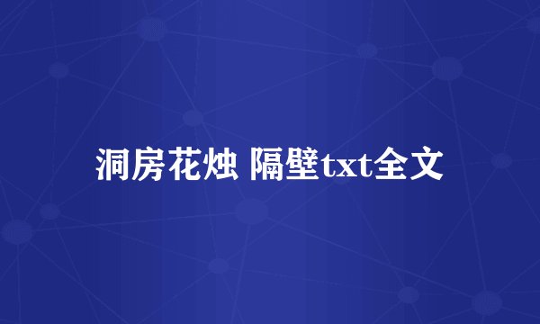 洞房花烛 隔壁txt全文