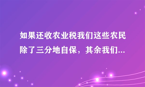 如果还收农业税我们这些农民除了三分地自保，其余我们可不可以交给政府？