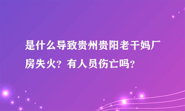 是什么导致贵州贵阳老干妈厂房失火？有人员伤亡吗？