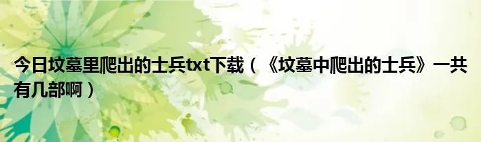 今日坟墓里爬出的士兵txt下载（《坟墓中爬出的士兵》一共有几部啊）