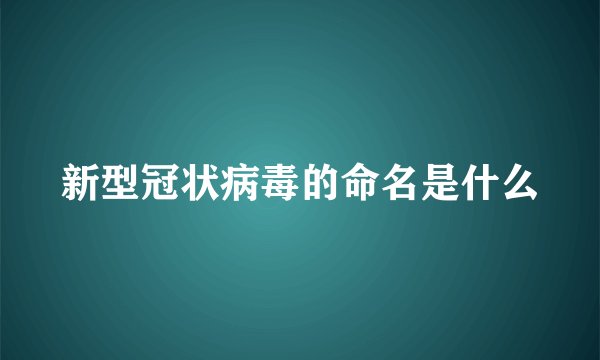 新型冠状病毒的命名是什么