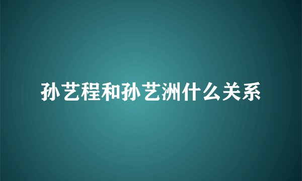 孙艺程和孙艺洲什么关系