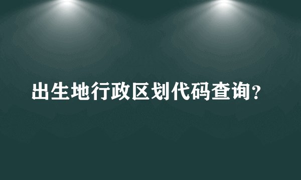 出生地行政区划代码查询？