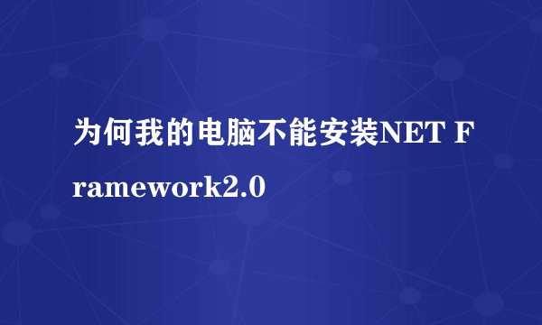 为何我的电脑不能安装NET Framework2.0