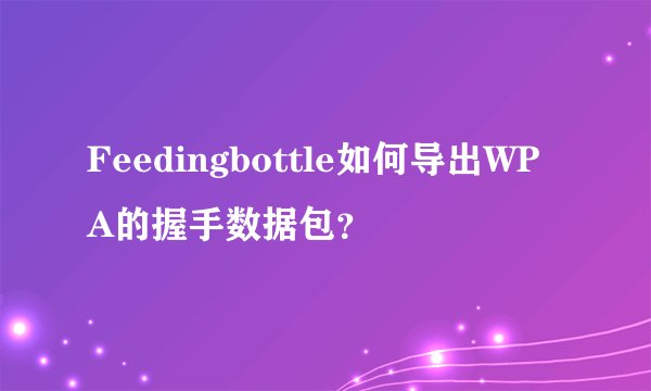 Feedingbottle如何导出WPA的握手数据包？