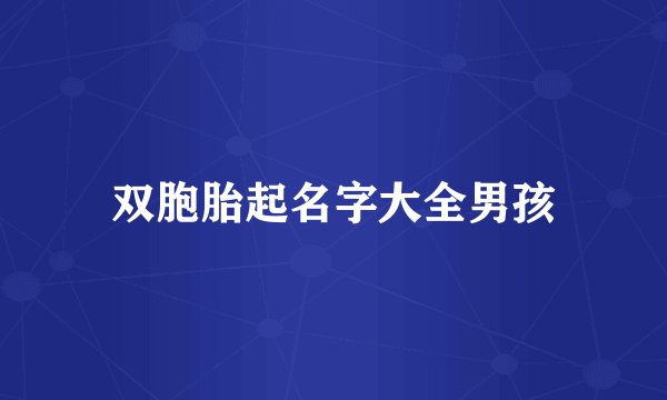 双胞胎起名字大全男孩