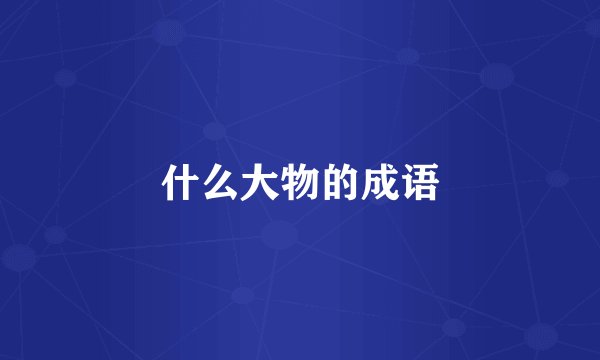 什么大物的成语