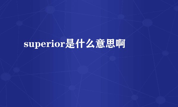 superior是什么意思啊