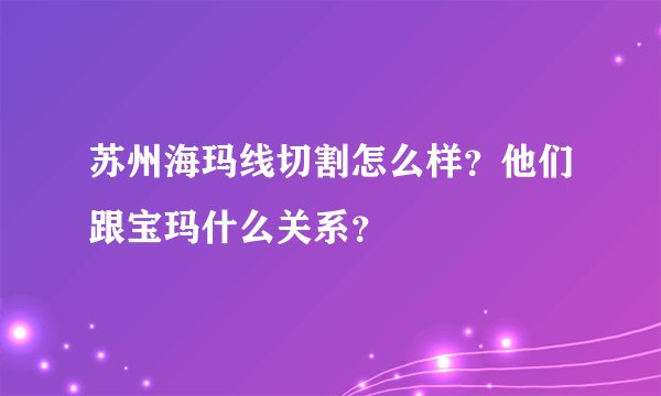 苏州海玛线切割怎么样？他们跟宝玛什么关系？