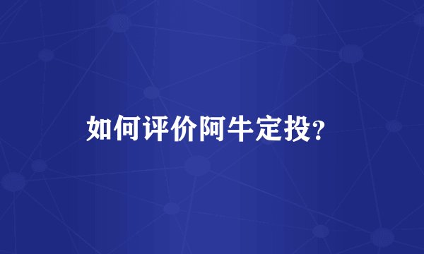 如何评价阿牛定投？