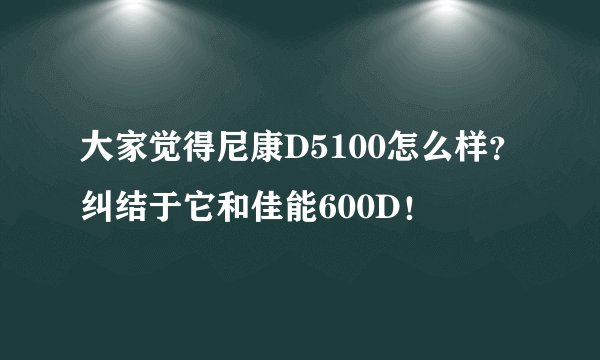 大家觉得尼康D5100怎么样？纠结于它和佳能600D！