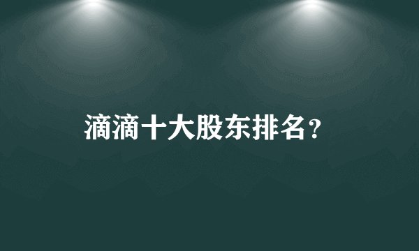 滴滴十大股东排名？