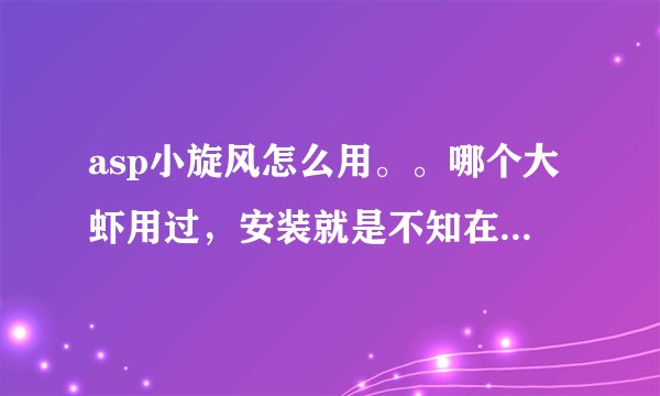 asp小旋风怎么用。。哪个大虾用过，安装就是不知在哪调试。。在地址栏输入什么。。。