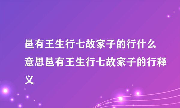邑有王生行七故家子的行什么意思邑有王生行七故家子的行释义