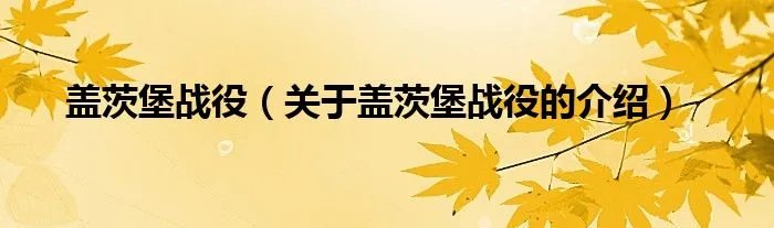 盖茨堡战役（关于盖茨堡战役的介绍）