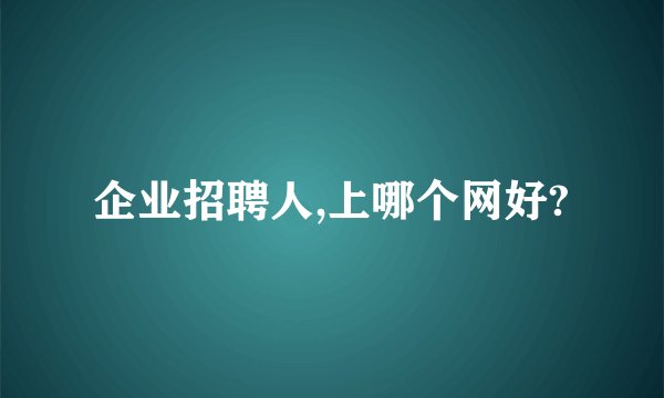 企业招聘人,上哪个网好?