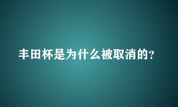丰田杯是为什么被取消的？
