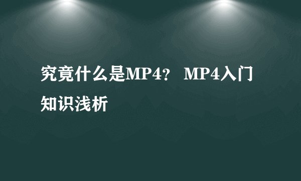 究竟什么是MP4？ MP4入门知识浅析