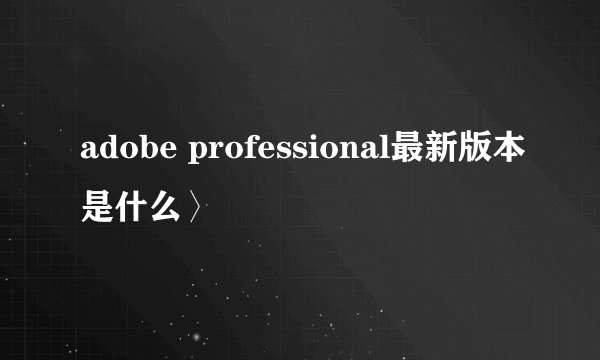 adobe professional最新版本是什么〉