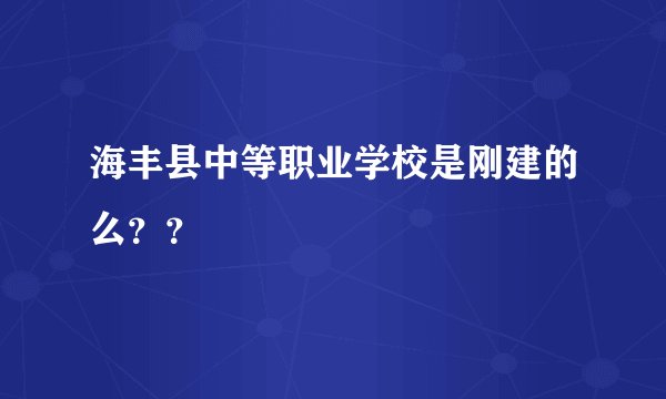 海丰县中等职业学校是刚建的么？？