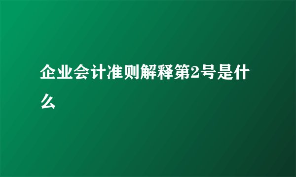 企业会计准则解释第2号是什么