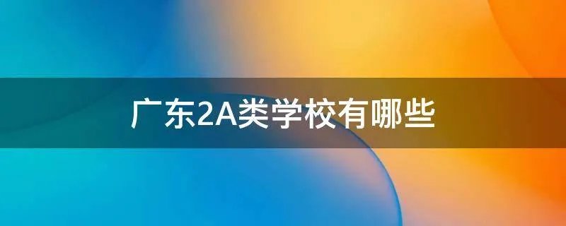 广东2A类学校有哪些