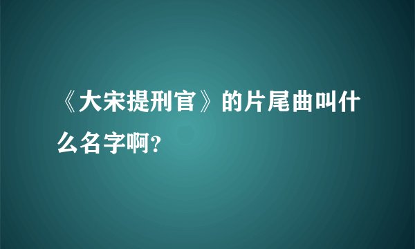 《大宋提刑官》的片尾曲叫什么名字啊？