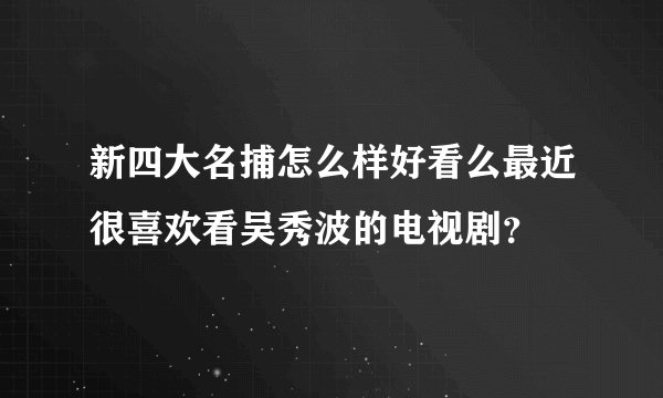 新四大名捕怎么样好看么最近很喜欢看吴秀波的电视剧？