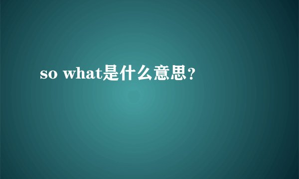 so what是什么意思？
