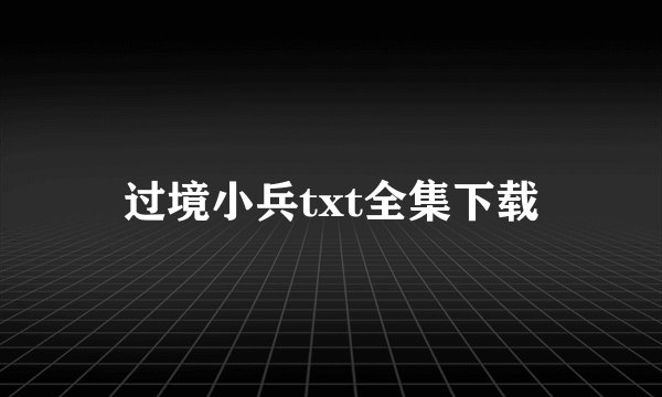 过境小兵txt全集下载