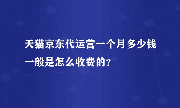 天猫京东代运营一个月多少钱一般是怎么收费的？
