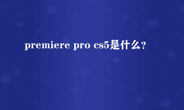 premiere pro cs5是什么？