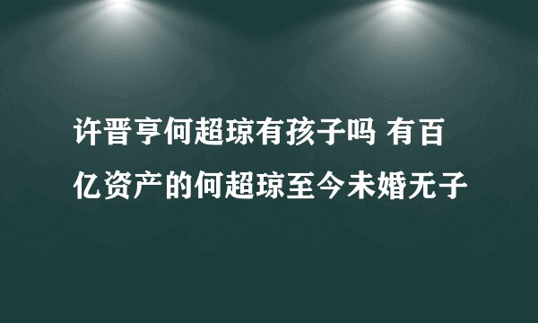 许晋亨何超琼有孩子吗 有百亿资产的何超琼至今未婚无子