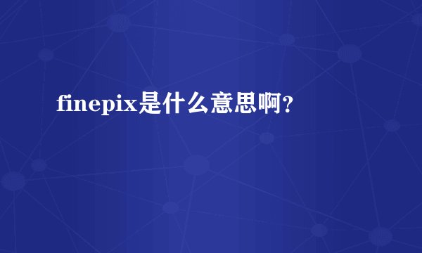 finepix是什么意思啊？