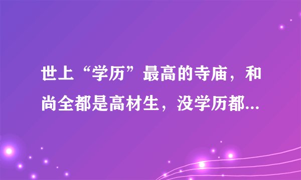 世上“学历”最高的寺庙，和尚全都是高材生，没学历都不好意思去