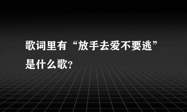 歌词里有“放手去爱不要逃”是什么歌？