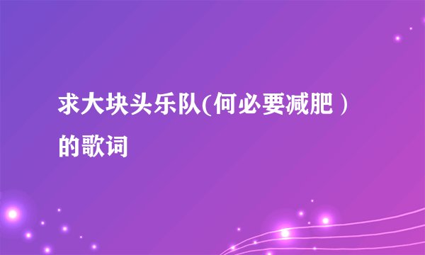 求大块头乐队(何必要减肥）的歌词