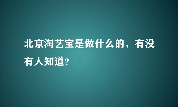 北京淘艺宝是做什么的，有没有人知道？