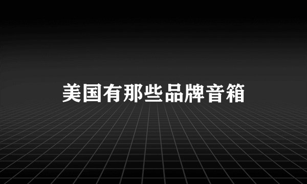 美国有那些品牌音箱