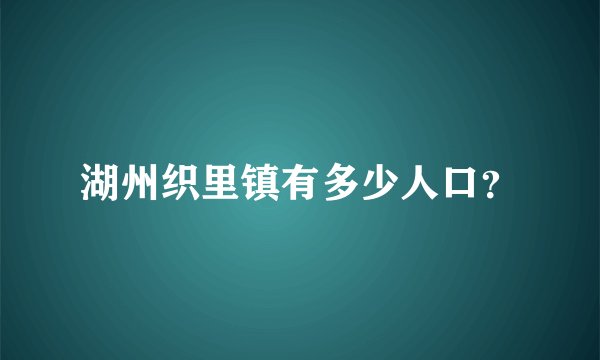 湖州织里镇有多少人口？