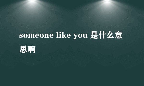 someone like you 是什么意思啊