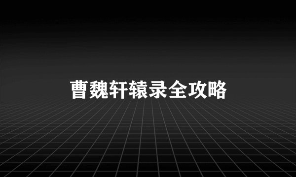 曹魏轩辕录全攻略