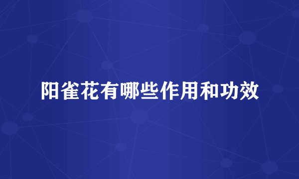 阳雀花有哪些作用和功效