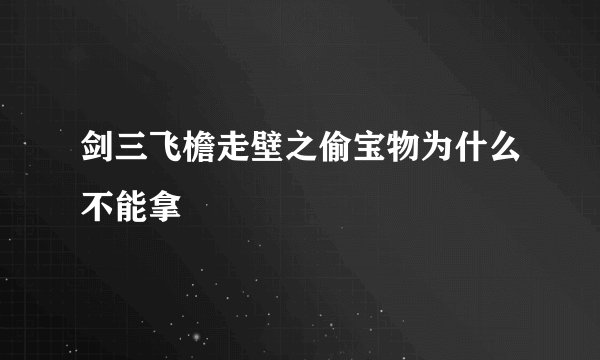 剑三飞檐走壁之偷宝物为什么不能拿